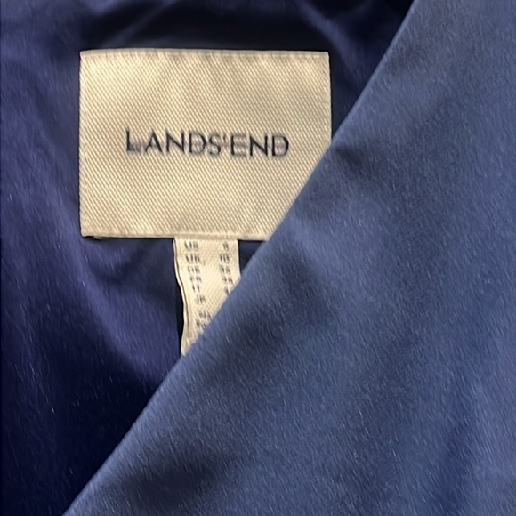 Lands' End Blue A-Line Sleeveless Midi Dress V-Neck - Picture 2 of 5